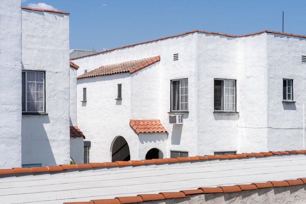 Los Angeles stucco homes with terracotta tile roofs